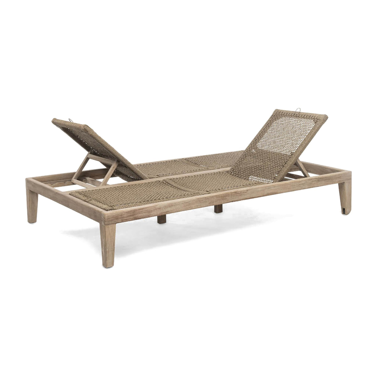 Passendes Möbel Doppelliege Lisa Teak Natural Grey PE Rattan Antique Weed von Gommaire, L 210 × B 132 × H 35,5 cm, Hülle nicht abgebildet