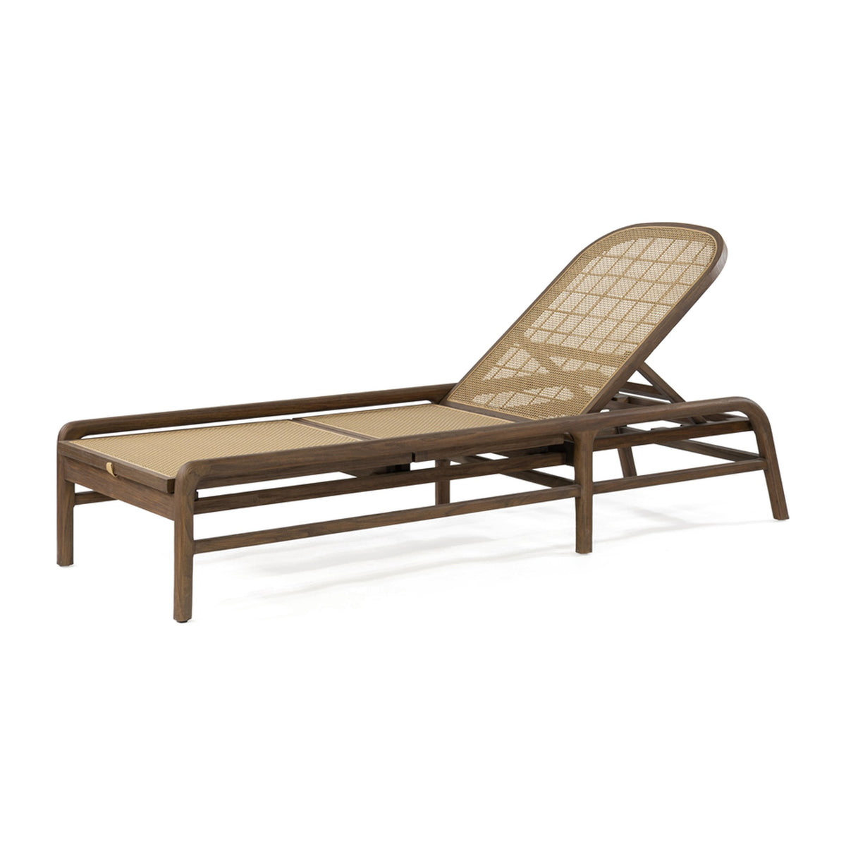 Passendes Möbel Sonnenliege Imen Teak Emas Brown PE Rattan von Gommaire, L 215 × B 75 × H 40 cm, Hülle nicht abgebildet
