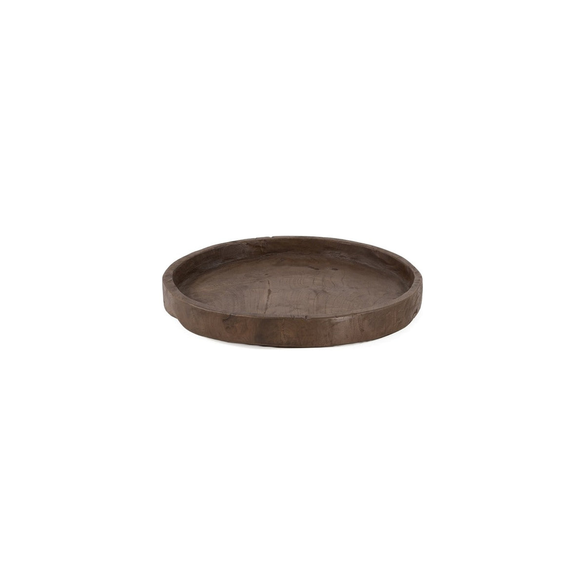 Schale Low Round Teak Emas Brown Large von Gommaire, Teak Emas Brown, Ø 40 × H 5 cm, Freisteller