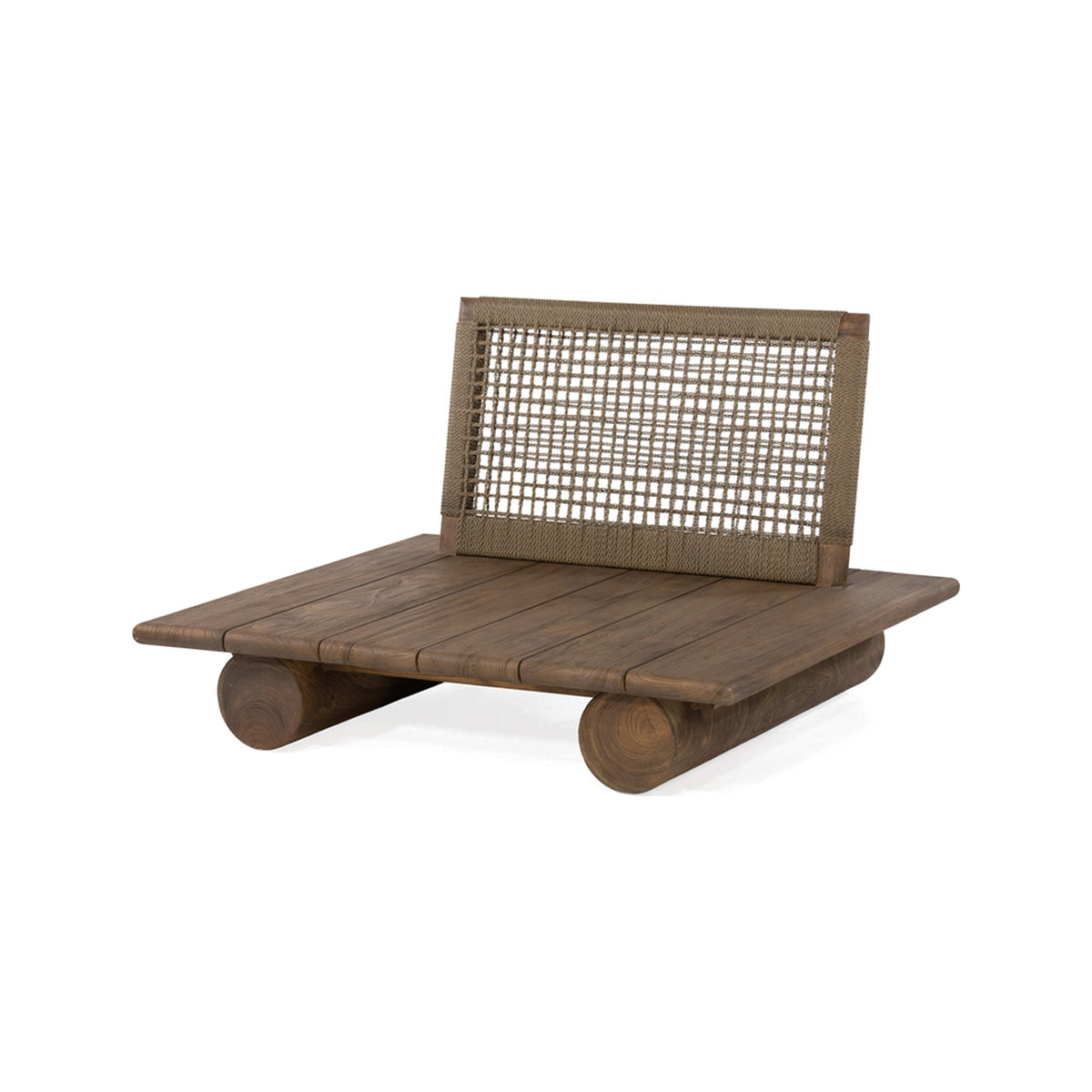 Sessel Edge Teak Emas Brown von Gommaire, Teak Emas Brown und PE-Rattan Antique Weed, B 115 × T 98 × H 72 cm, Freisteller ohne Polster
