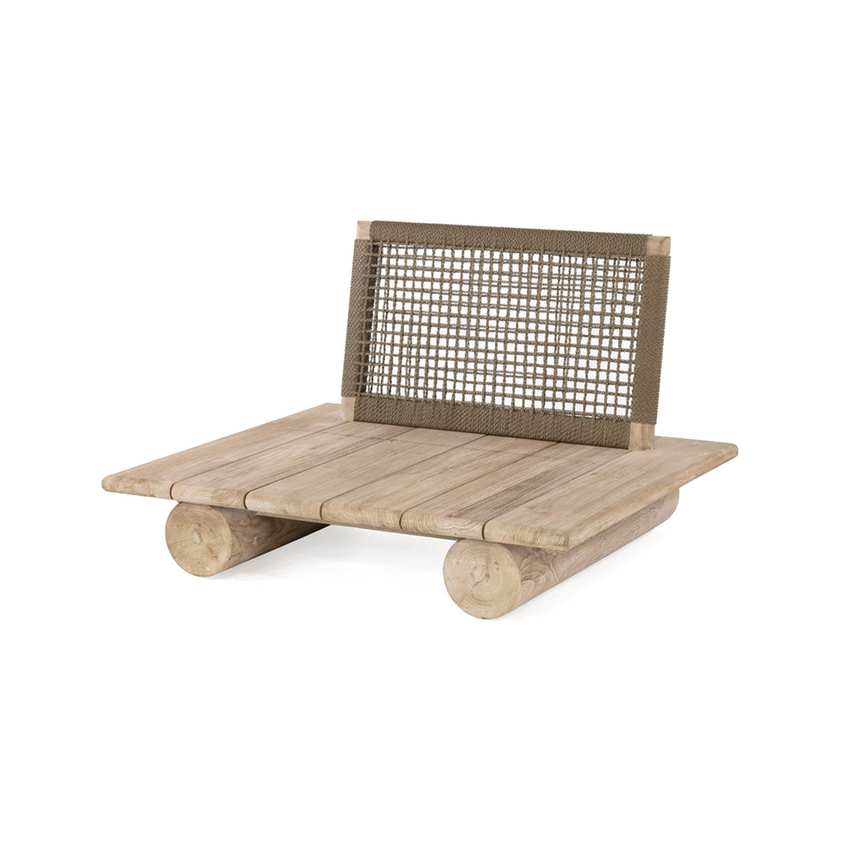 Sessel Edge Teak Natural Grey von Gommaire, Teak Natural Grey und PE-Rattan Antique Weed, B 115 × T 98 × H 72 cm, Freisteller ohne Polster