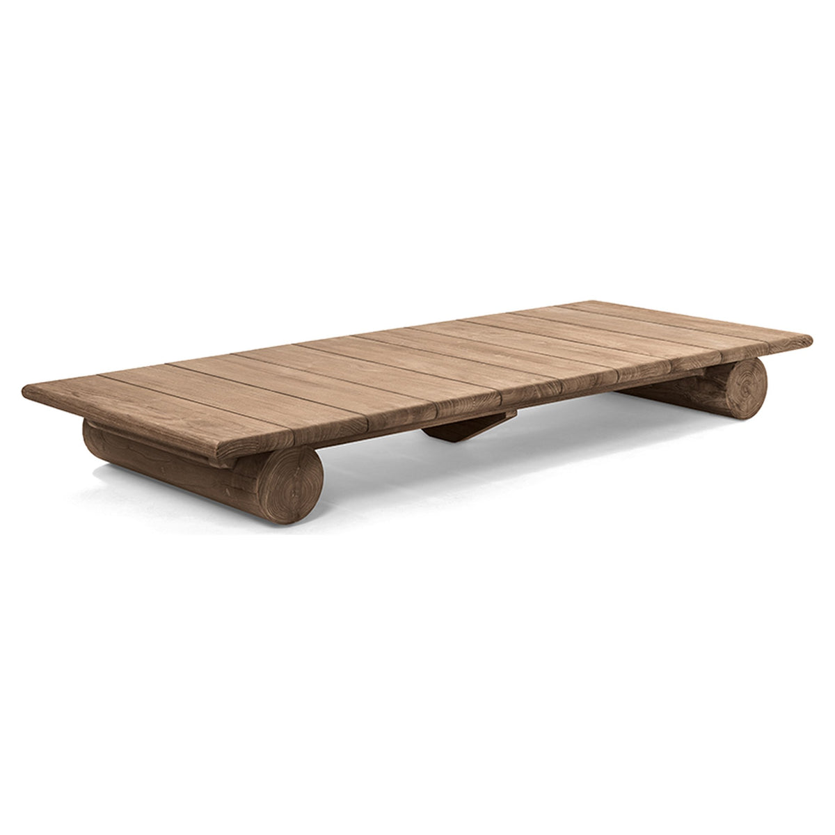 Sonnenliege Edge Teak Emas Brown von Gommaire, Teak Emas Brown, L 200 × B 85 × H 22,5 cm, Freisteller ohne Polster, als Couchtisch