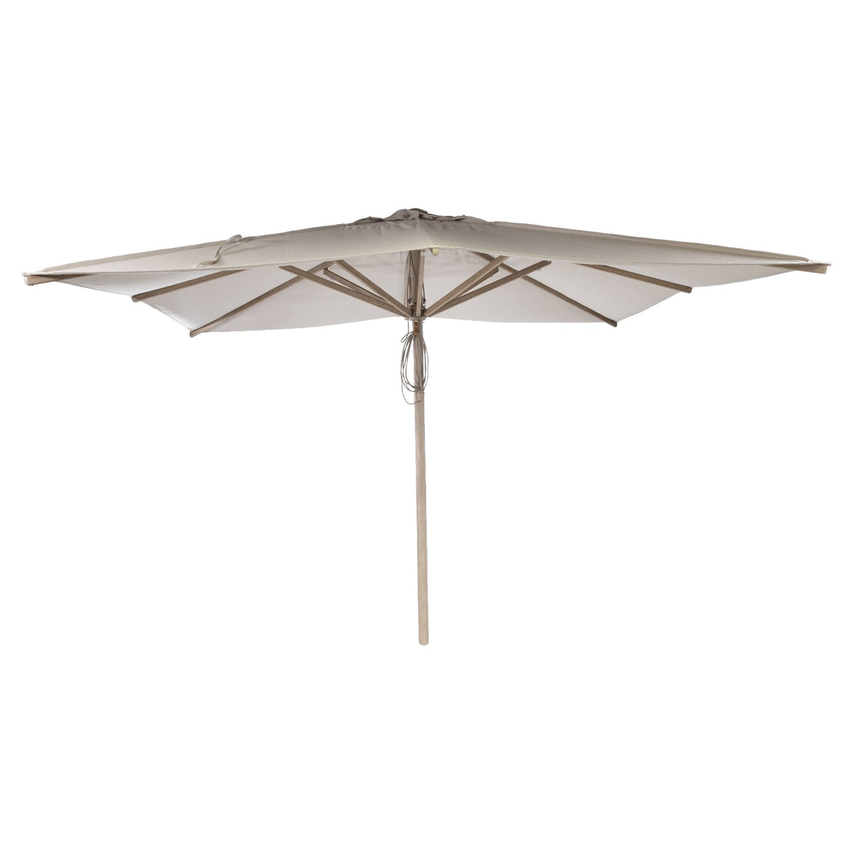 Sonnenschirm Solaya Eukalyptus Natural Grey Brushed Oak Large von Gommaire, Eukalyptus Natural Grey, Bezug Sunbrella Brushed Oak, 325 × 325 cm, H 252 cm, Freisteller