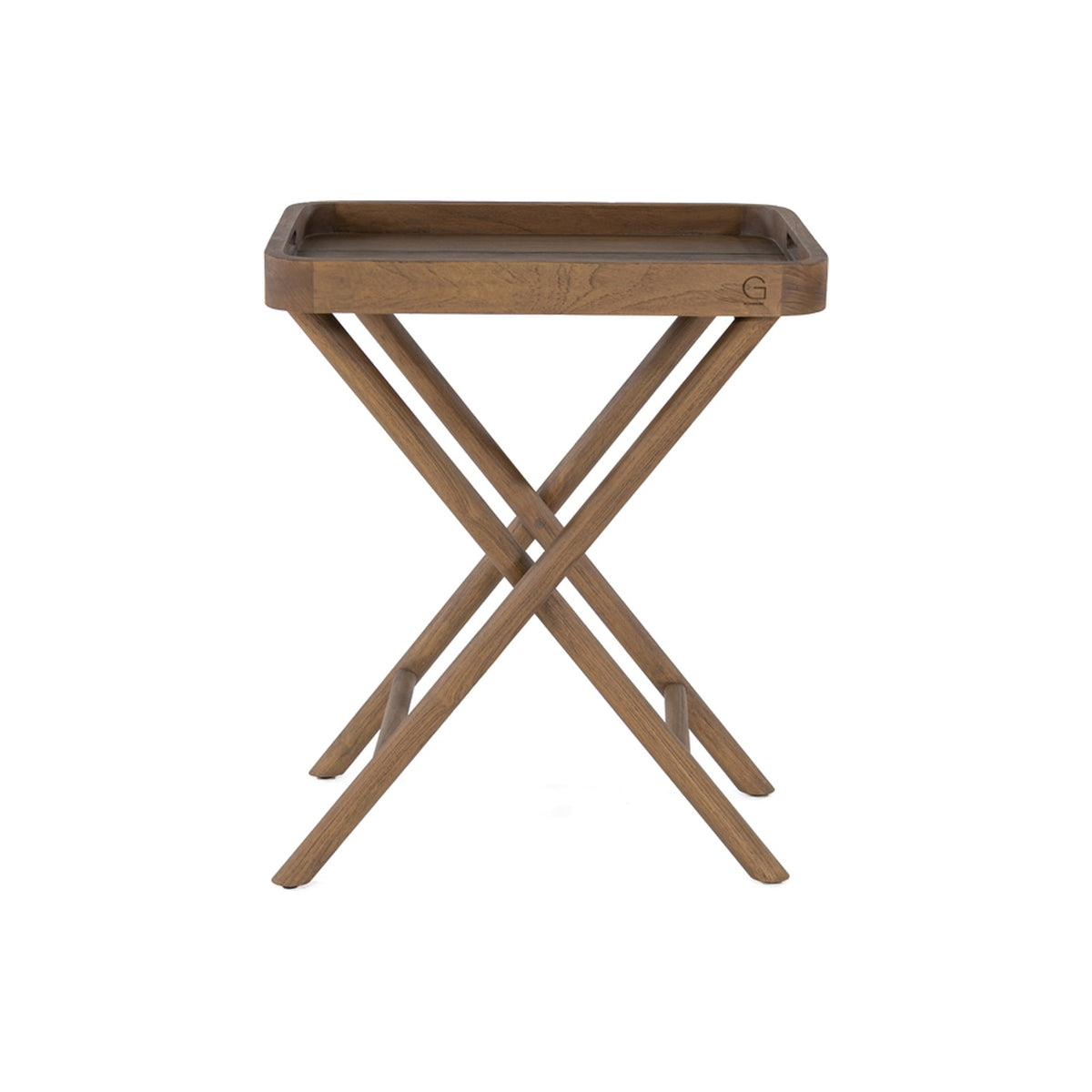 Tabletttisch James Teak Emas Brown Large von Gommaire, Teak Emas Brown, 65 × 45 × H 80 cm, Freisteller