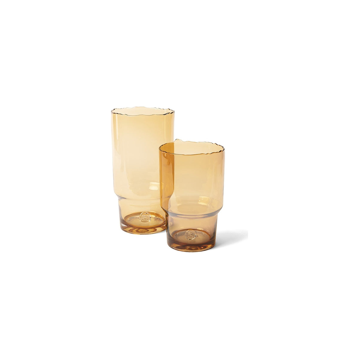 Vase Benson Bernsteinglas Small von Gommaire, Glas, bernsteinfarben getönt, Ø 22 × H 33 cm, Freisteller, Small und Medium nebeneinander