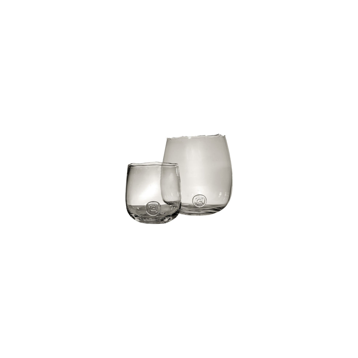 Vase Diana Rauchglas Small von Gommaire, Rauchglas, Ø 14 × H 18 cm, Freisteller, Small und Large nebeneinander