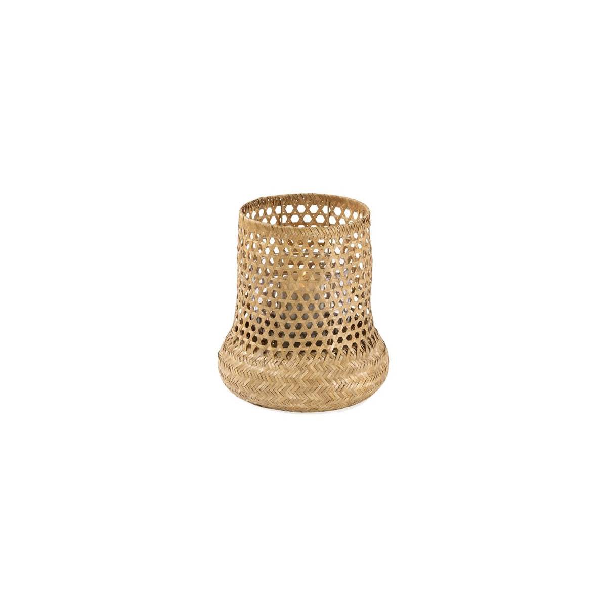 Windlicht Beckley Bambus Natur von Gommaire, Bambus Natur, Ø 34 × H 37,5 cm, Freisteller