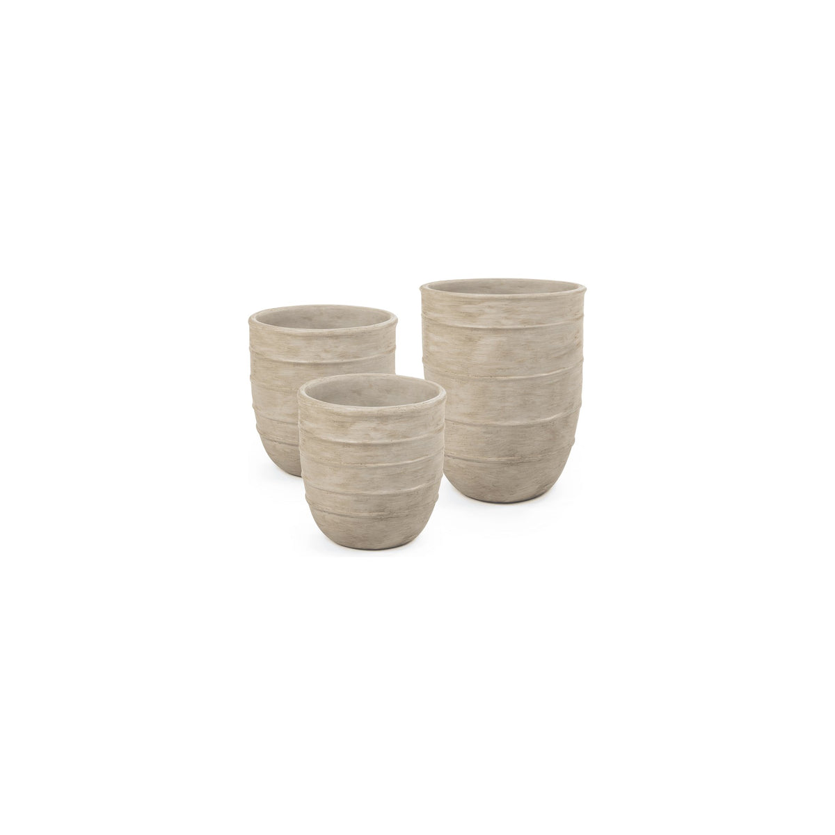 Vase Simon Terracotta Elfenbein Medium von Gommaire, Terracotta Elfenbein, Ø 31,5 × H 33 cm – Produktansicht
