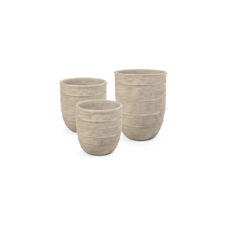 Vase Simon Terracotta Elfenbein Small von Gommaire, Terracotta Elfenbein, Ø 26,5 × H 25 cm