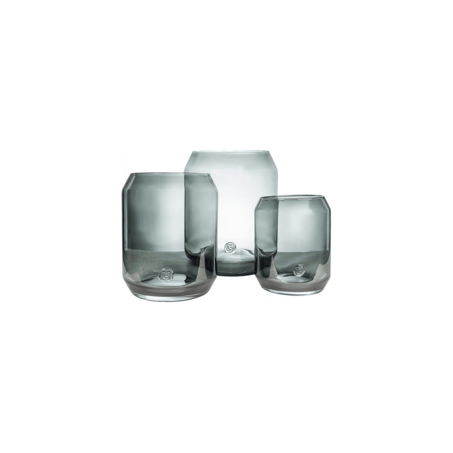 Windlicht Daniel Rauchglas Small von Gommaire, Rauchglas, Ø 23 × H 28 cm