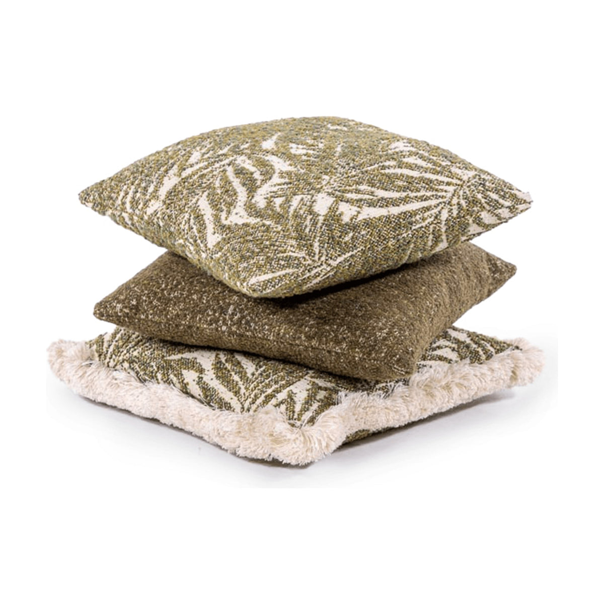 Outdoor-Dekokissen 80 × 35 cm von Gommaire, Outdoor-Kissen gestapelt, mit und ohne Fransen, Freisteller
