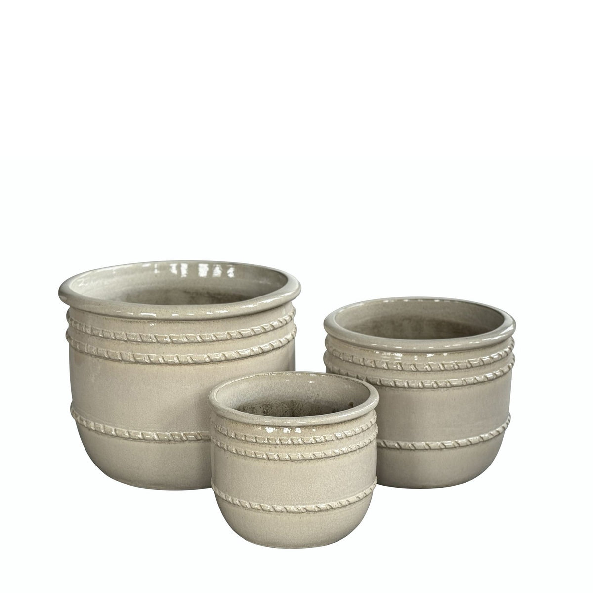 Pflanzkübel-Set Lilliah Creme 3-teilig 40 cm, Freisteller