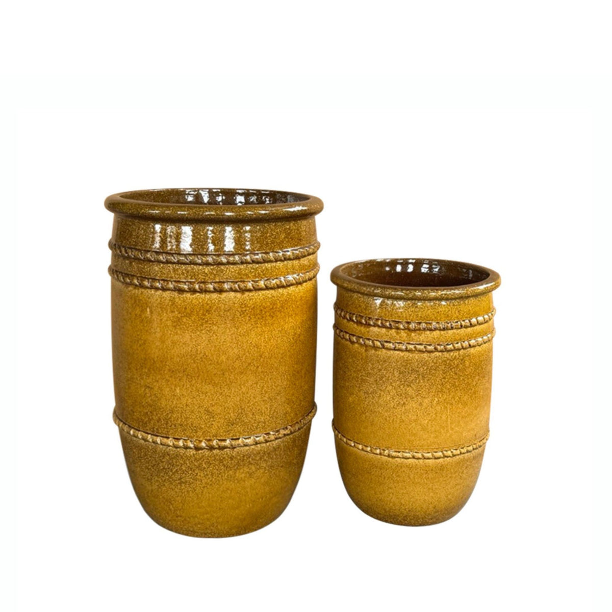 Pflanzkübel-Set Lilliah Ocker 2-teilig 79 cm, Freisteller