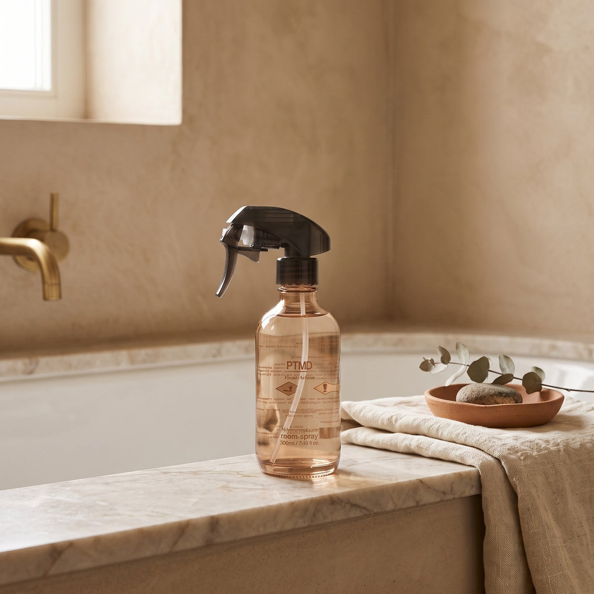 Raumspray PTMD Signature Floral Arabia 220 ml auf dem Rand einer Badewanne