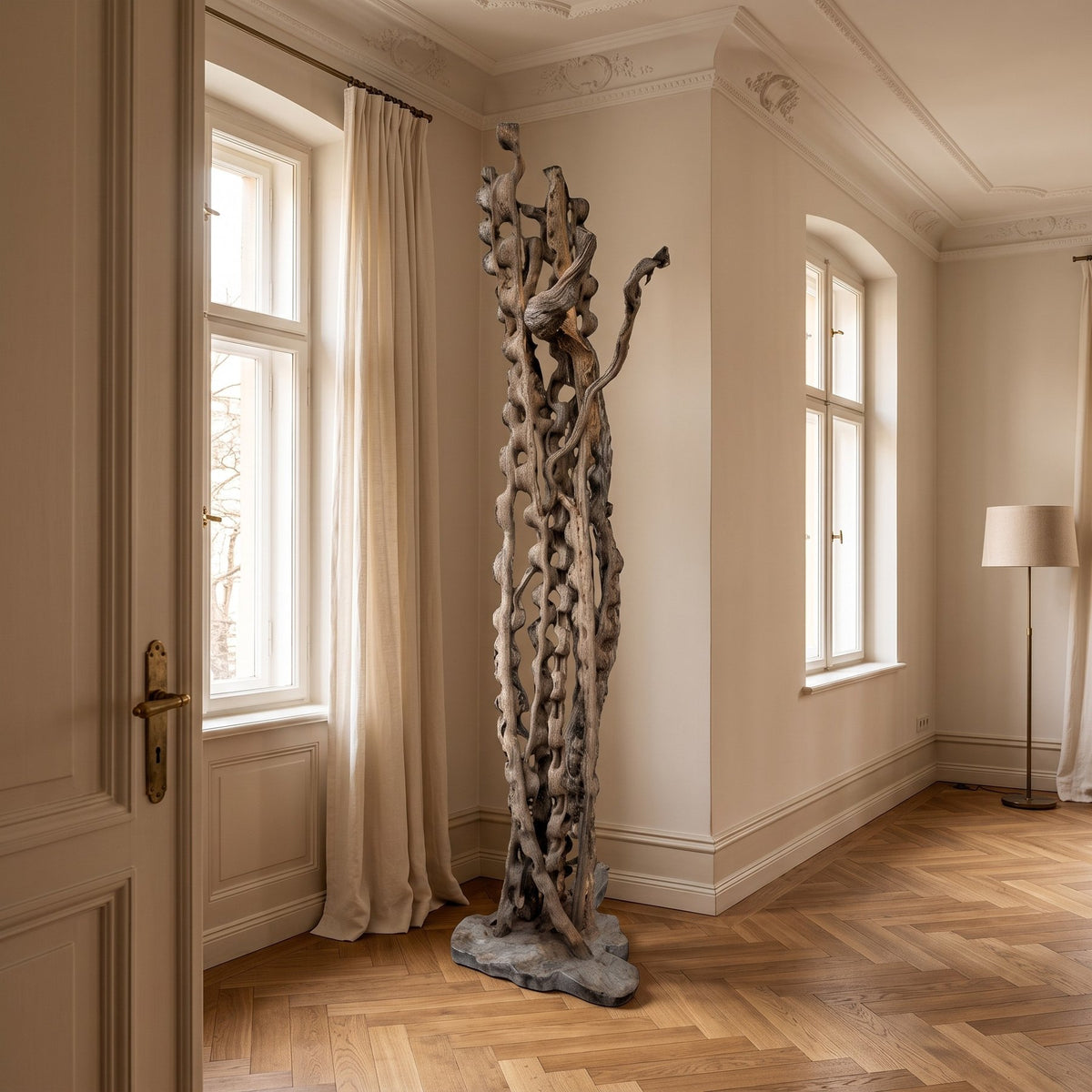 Skulptur Ridde in einem Altbau-Wohnraum