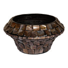 Übertopf Daven Bronze 20 cm | Bambus mit Muschelmosaik