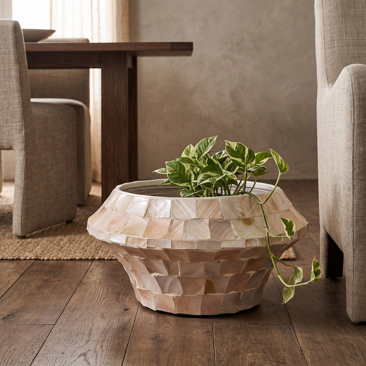 Übertopf Daven Creme 20 cm im Raum