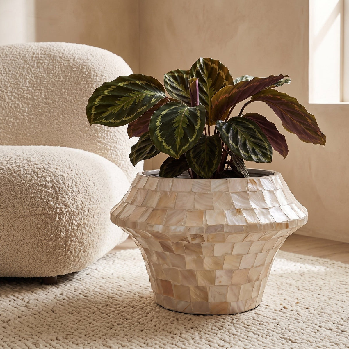 Übertopf Daven Creme 30 cm im Raum