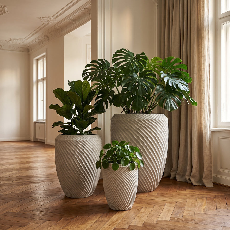 Übertopf-Set Nikol Beige 3-teilig 103 cm im Raum