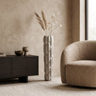 Vase Seanis Grau 71 cm | Steingut mit Relief