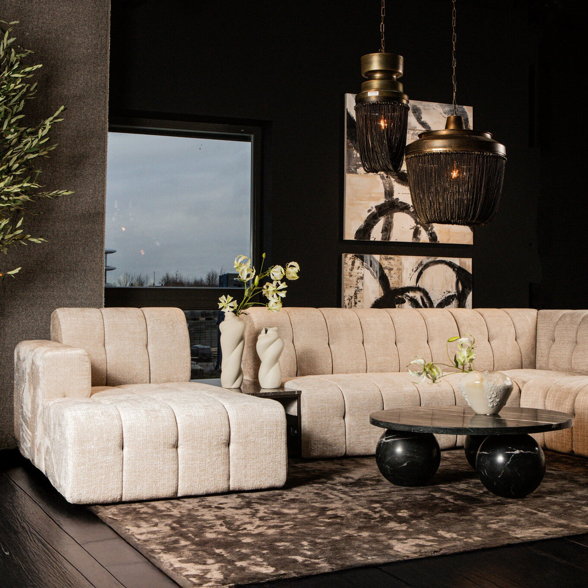 Wohnlandschaft Palermo von PTMD im Wohnzimmer mit rundem Couchtisch