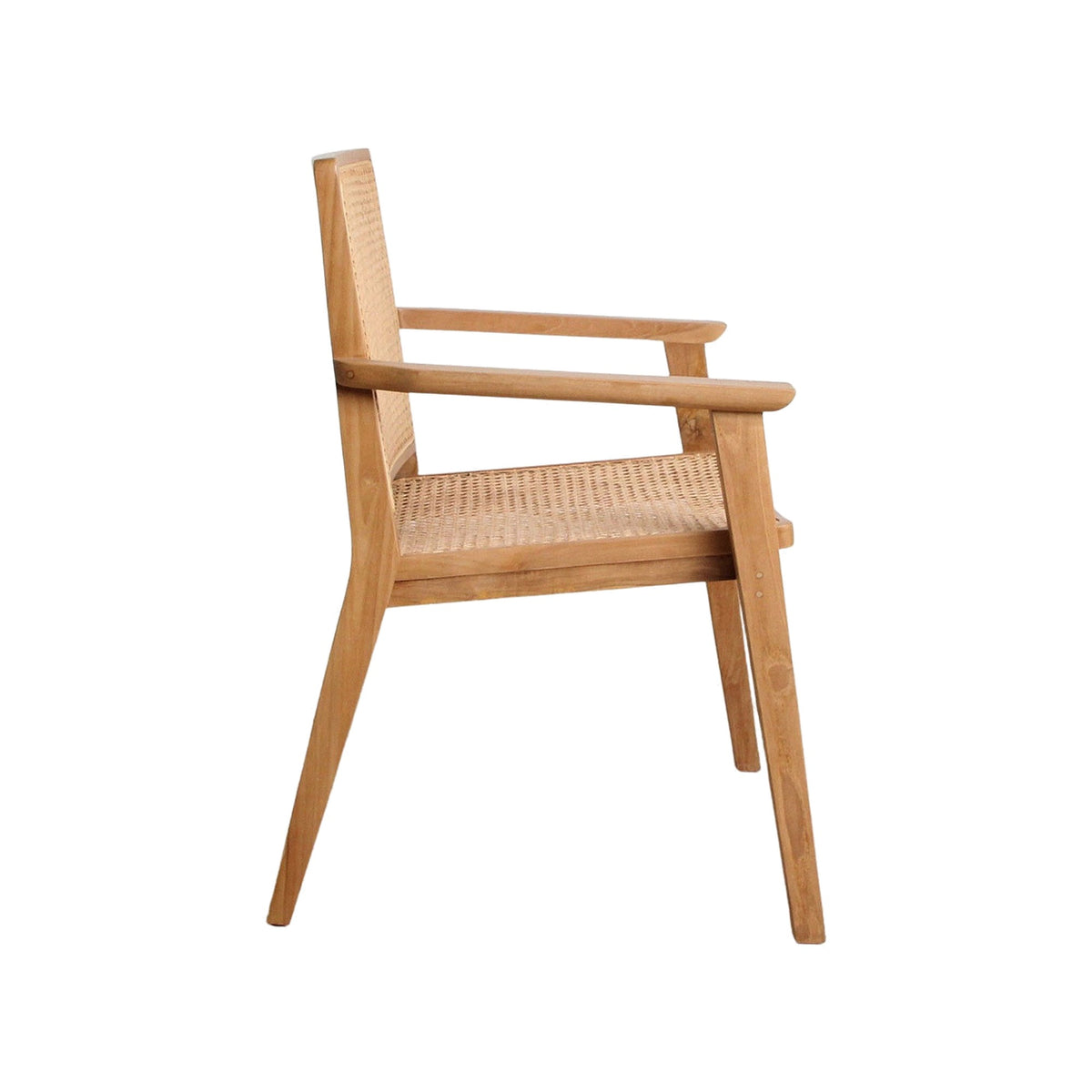 Armlehnenstuhl Heritage Cane natur von STUFF Loft, Teak und Wiener Geflecht, 57 x 61 x 83 cm, Seitenansicht