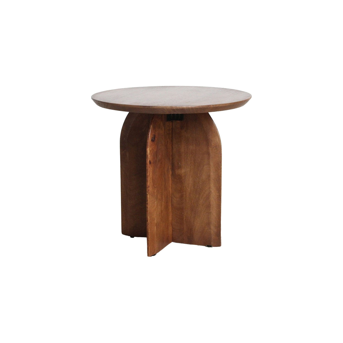 Beistelltisch Curvo rund aus Mangoholz mit Kreuzfuß, Ø 50 cm, 48 cm hoch | Freisteller | STUFF Loft