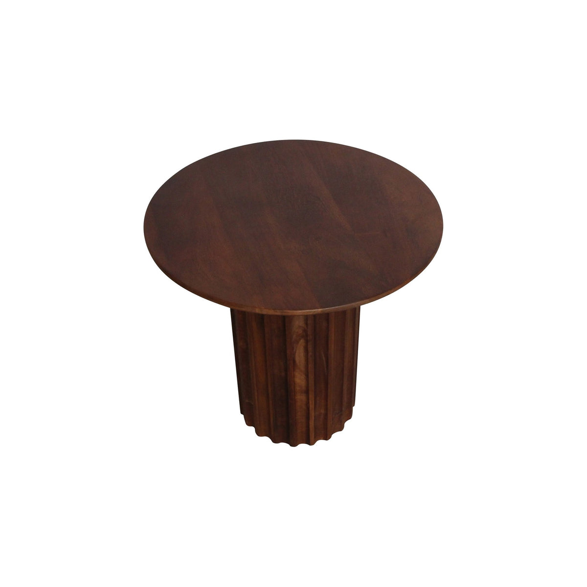 Beistelltisch Curvo rund aus Mangoholz mit Rillenfuß, braun | Freisteller | STUFF Loft