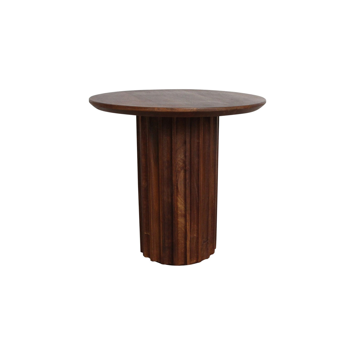 Beistelltisch Curvo rund aus Mangoholz mit Rillenfuß, braun, Ø 50 cm, 48 cm hoch | Freisteller | STUFF Loft