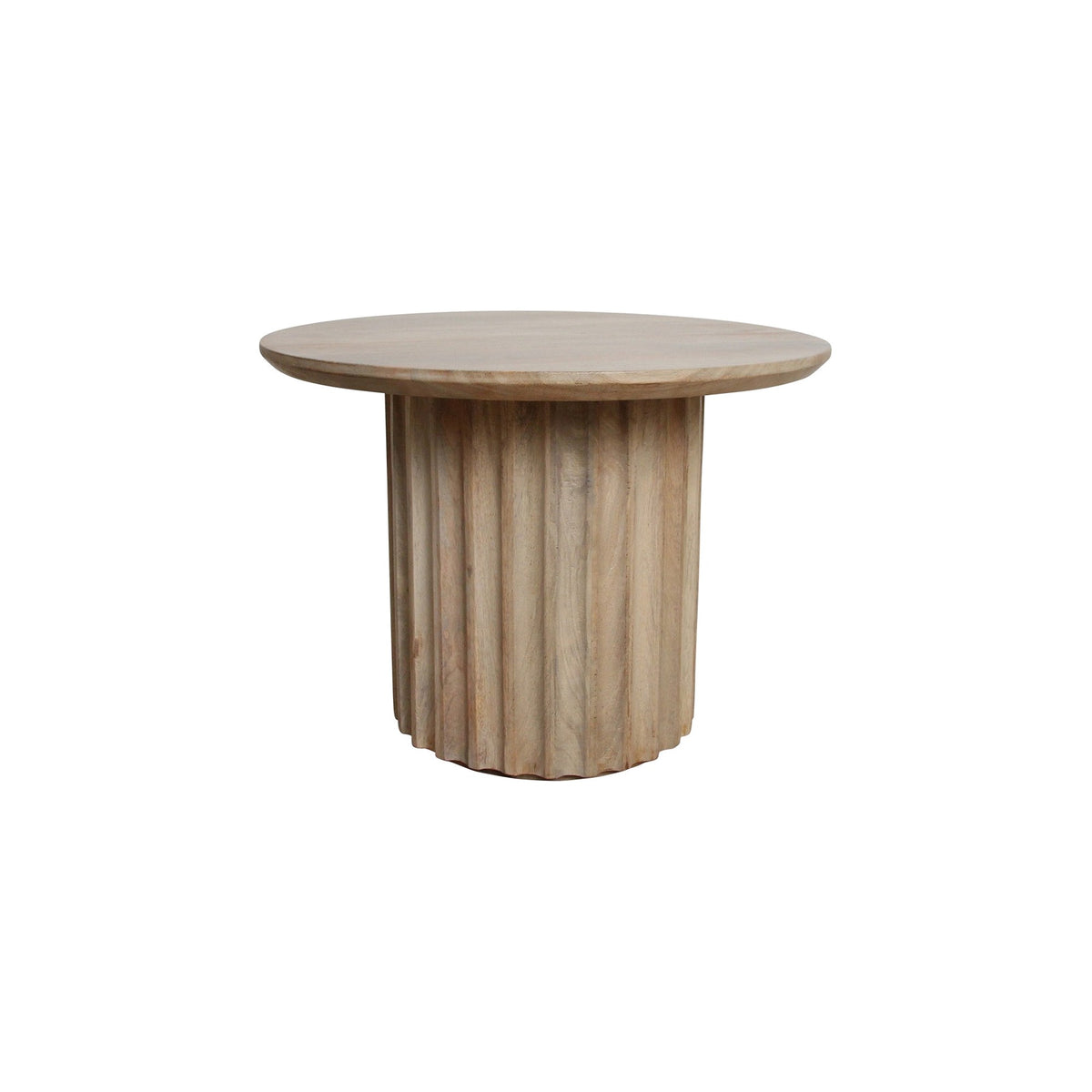 Beistelltisch Curvo rund aus Mangoholz mit Rillenfuß, natur, Ø 55 cm, 40 cm hoch | Freisteller | STUFF Loft