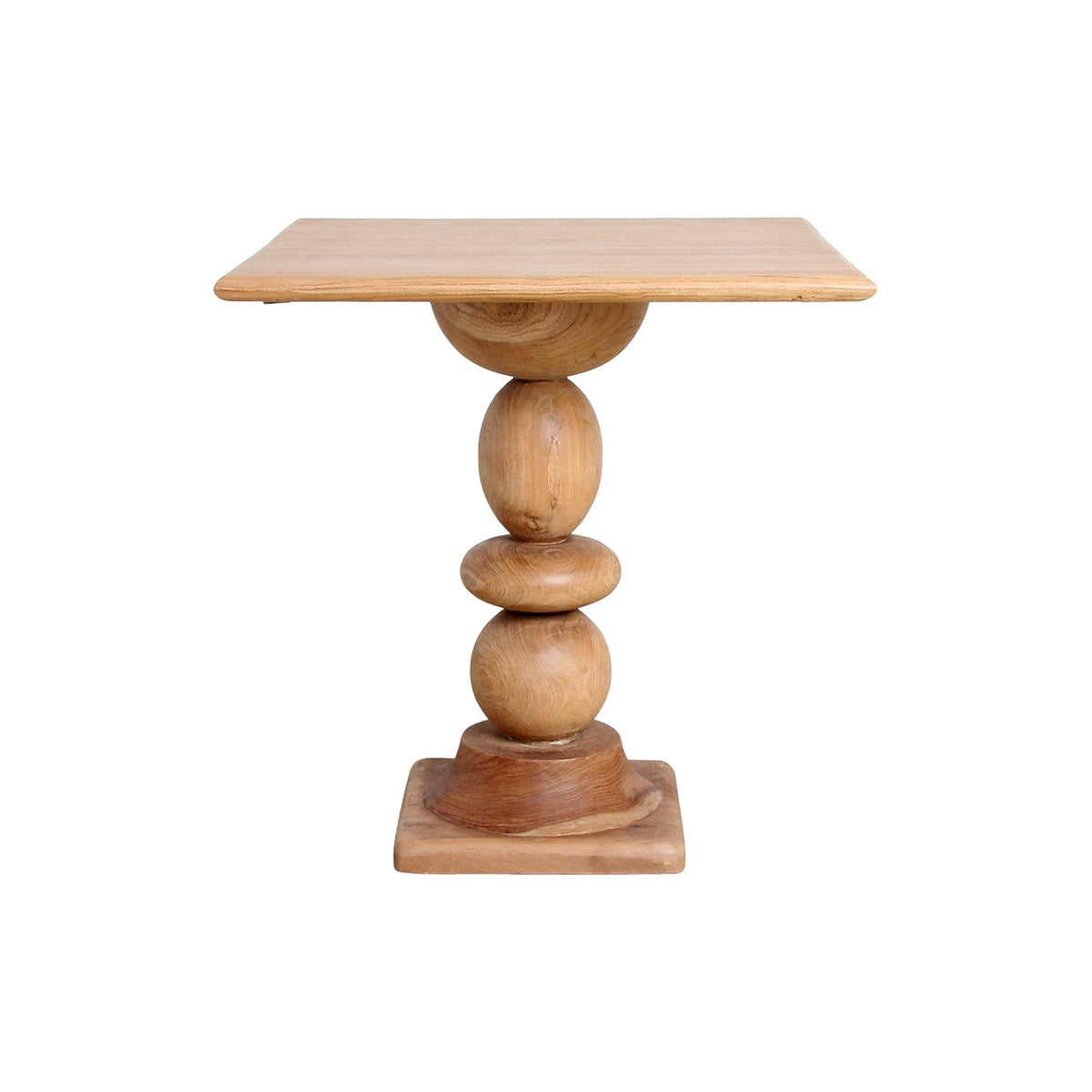 Bistrotisch Teakscape quadratisch aus Teakholz mit gedrechseltem Säulenfuß, 69 cm | Freisteller | STUFF Loft
