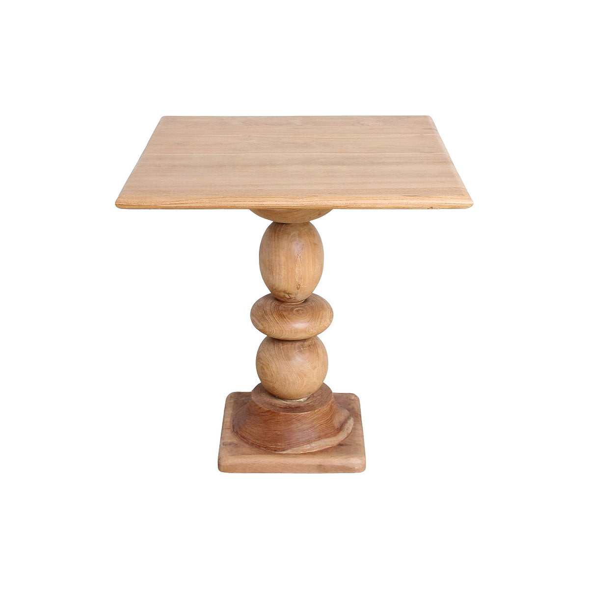 Bistrotisch Teakscape quadratisch aus Teakholz mit gedrechseltem Säulenfuß, 69 cm | Freisteller | STUFF Loft