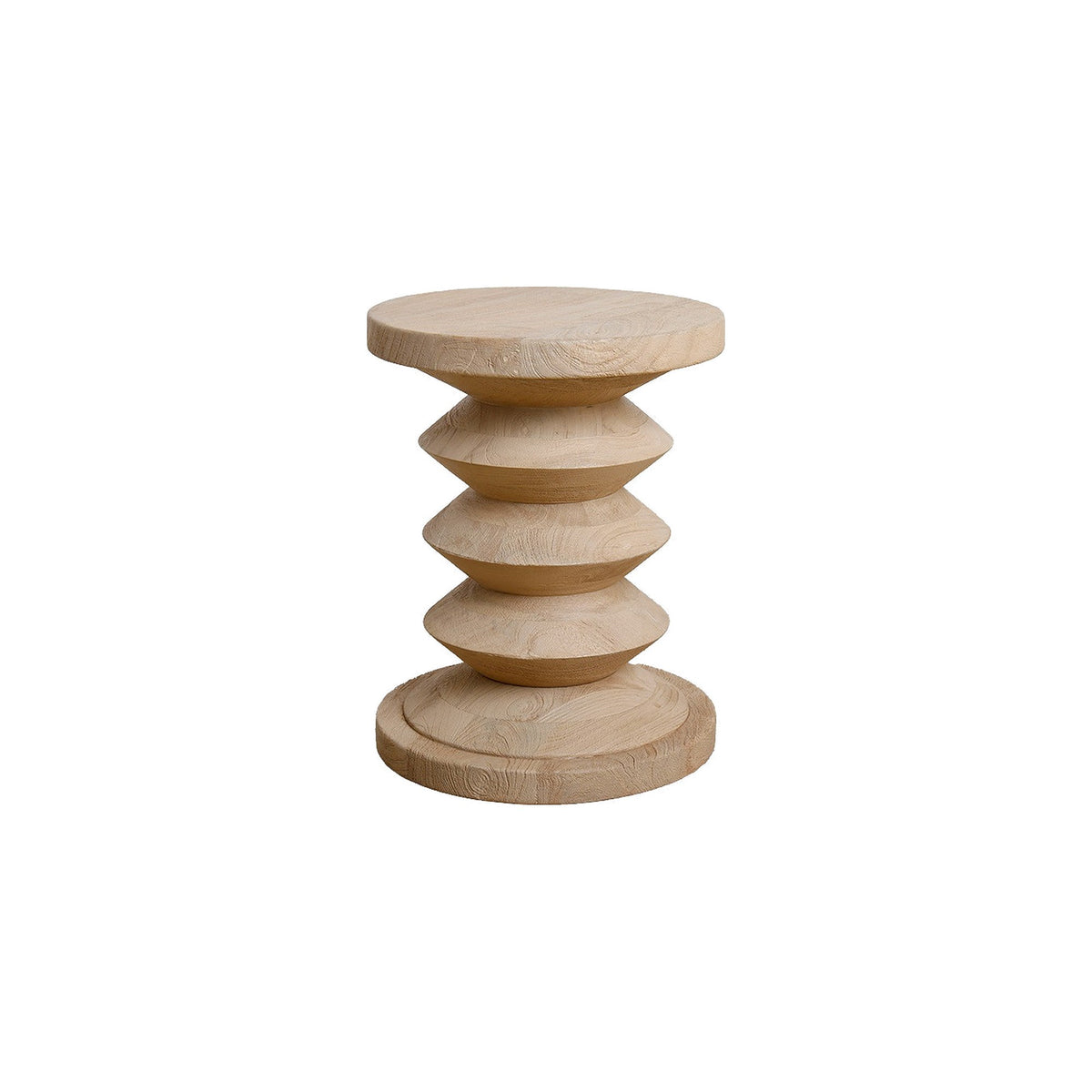 Hocker Driftwood gestuft aus hellem Mangoholz, 35 x 45 cm | Freisteller | STUFF Loft