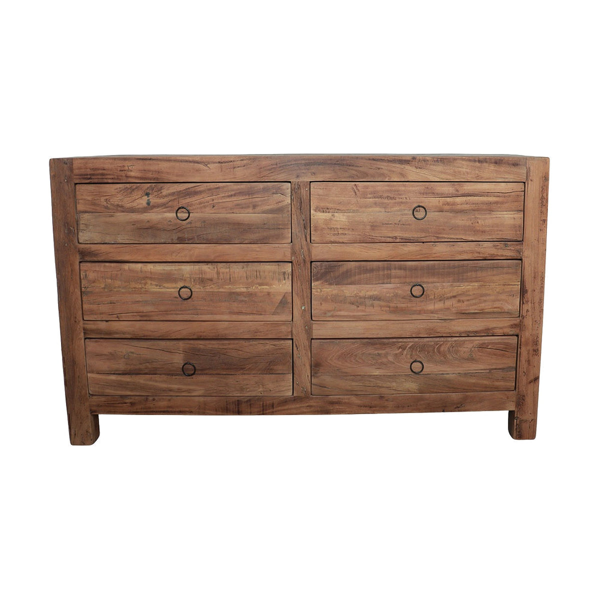 Kommode Grainwood aus recyceltem Altholz mit 6 Schubladen, 140 cm | Freisteller | STUFF Loft