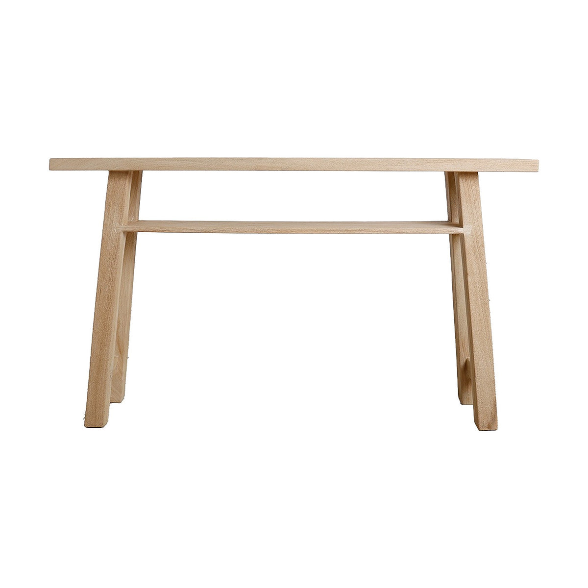 Konsolentisch Driftwood schmal aus hellem Mangoholz mit Ablage, 140 cm | Freisteller | STUFF Loft