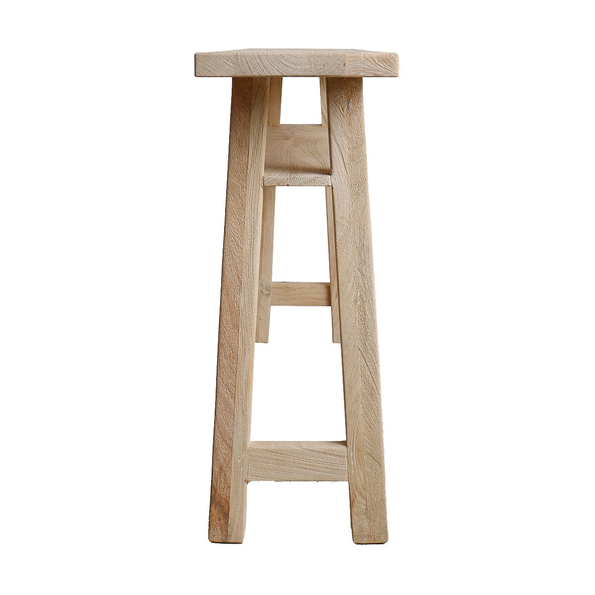 Konsolentisch Driftwood schmal aus hellem Mangoholz mit Ablage, 140 cm | Freisteller | STUFF Loft