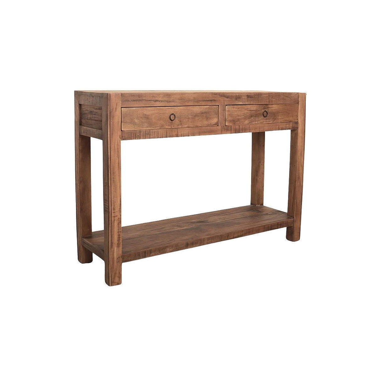 Konsolentisch Grainwood aus recyceltem Altholz mit 2 Schubladen, 120 cm | Freisteller | STUFF Loft