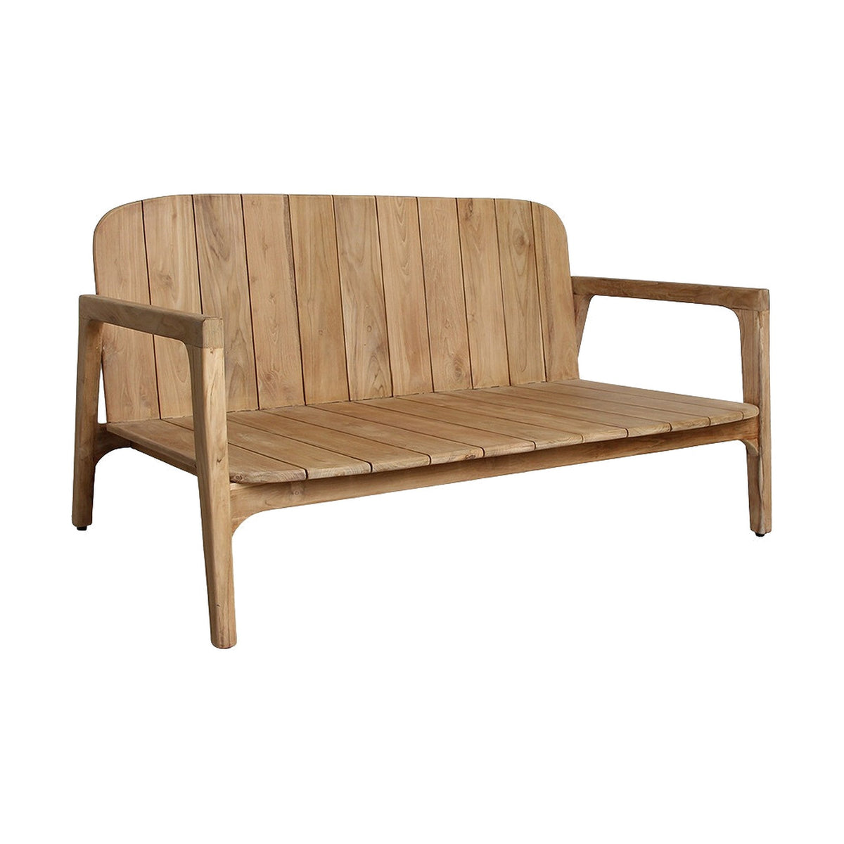Lounge-Sofa Teakscape 2-Sitzer aus Teakholz mit naturweißen Kissen | Freisteller | STUFF Loft