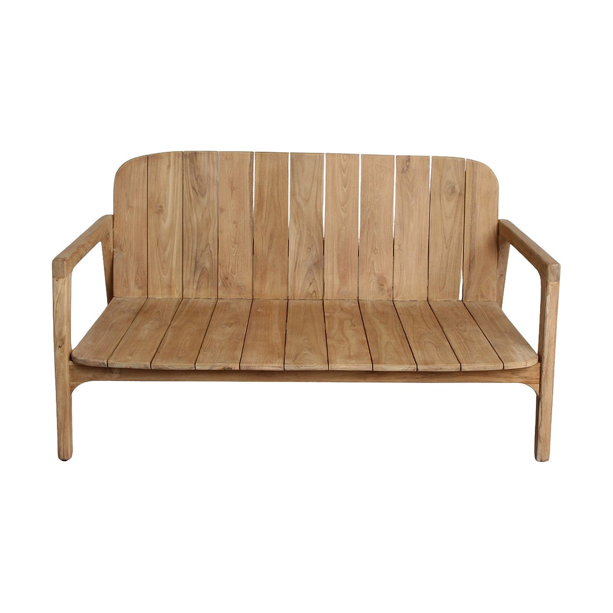 Lounge-Sofa Teakscape 2-Sitzer aus Teakholz mit naturweißen Kissen | Freisteller | STUFF Loft