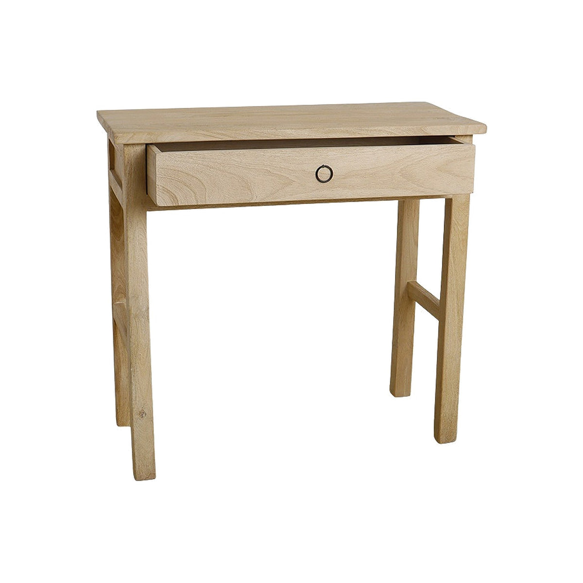 Schreibtisch Driftwood aus hellem Mangoholz mit Schublade, 90 cm | Freisteller | STUFF Loft