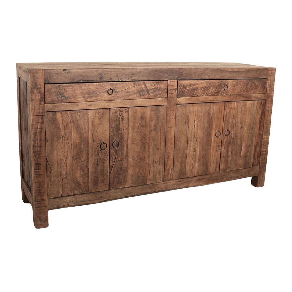 Sideboard Grainwood aus recyceltem Altholz mit 4 Türen und 2 Schubladen, 160 cm | Freisteller | STUFF Loft