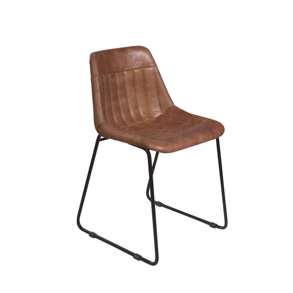 Glove Dining Chair leather ribbed ebony color