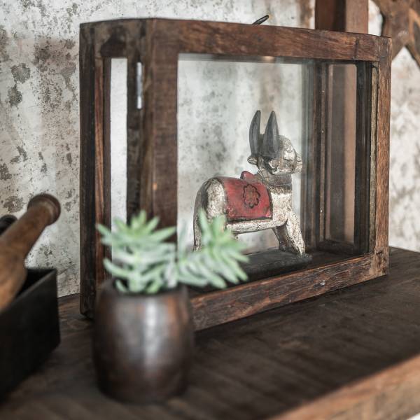 Kleiner Schaukasten aus Holz im Vintage Design mit Glas