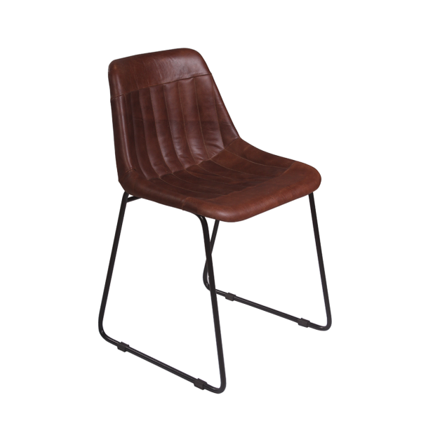 Glove Dining Chair leather ribbed dark brown