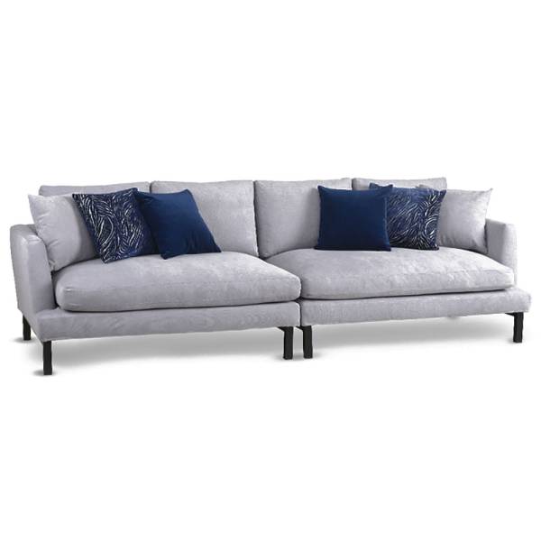 4-Sitzer Sofa mit Kissen grau & blau - Dialma Brown