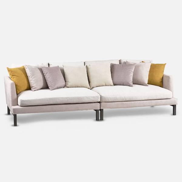 4-Sitzer-Sofa alabaster, creme & gelb - Dialma Brown