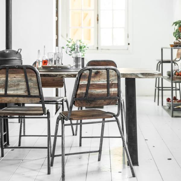 Stuhl aus Akazienholz und Eisen, Slim - Fabrik-Style