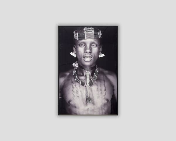 Acryl-Glasbild African Warrior black-white XL