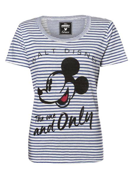 Grace Damen T-Shirt The Only Mickey Mouse mit Leinenanteil
