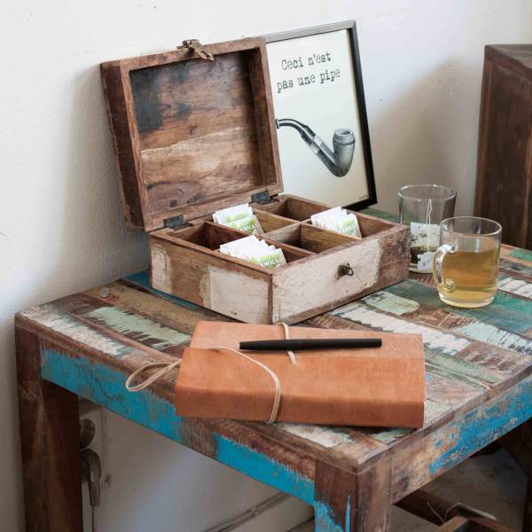 Teebox aus Holz vintage Shabby-Chic 